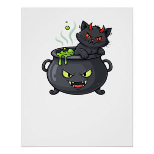 Halloween-Katze Gruselige und stilvolle Katzen-In Poster