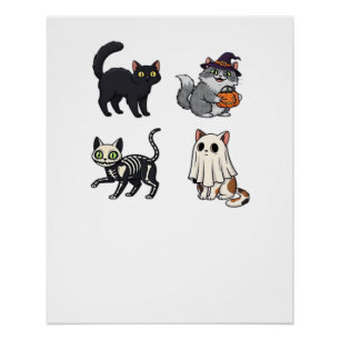 Halloween-Katze Gruselige und stilvolle Katzen-In Poster