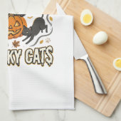 Halloween-Katze Herbstmagie Geschirrtuch (Viertel Falte)