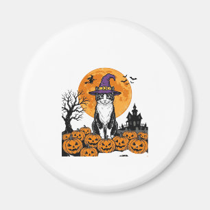 Halloween-Katze Hexe Kürbis Vintage Gruselig_1 Magnet