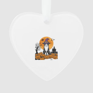 Halloween-Katze Hexe Kürbis Vintage Gruselig_1 Ornament