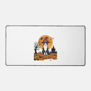 Halloween-Katze Hexe Kürbis Vintage Gruselig_1 Schreibtischunterlage