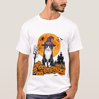 Halloween-Katze Hexe Kürbis Vintage Gruselig_1 T-Shirt