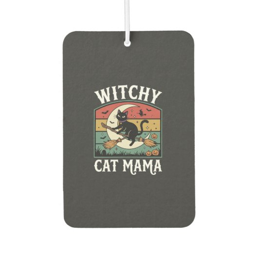 Halloween-Katze Hexen-Mama Autolufterfrischer (Vorderseite)