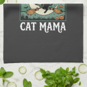 Halloween-Katze Hexen-Mama Geschirrtuch (Gefaltet)