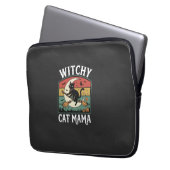 Halloween-Katze Hexen-Mama Laptopschutzhülle (Vorderseite Links)