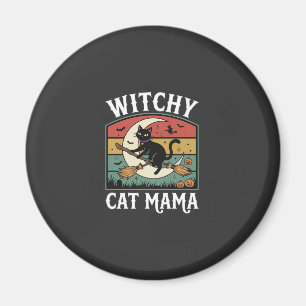Halloween-Katze Hexen-Mama Magnet