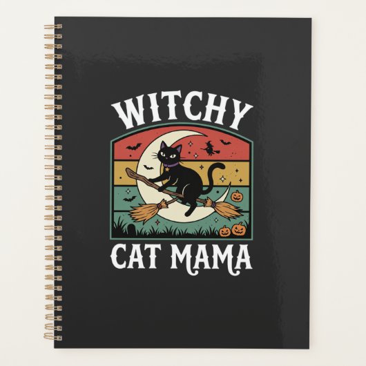 Halloween-Katze Hexen-Mama Planer (Vorderseite)