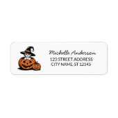 Halloween-Katze Hexenhut Kürbis Absenderadresse (Vorne)