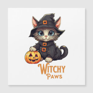 Halloween-Katze Hexenpfoten Magnetkarte