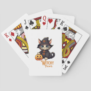 Halloween-Katze Hexenpfoten Spielkarten