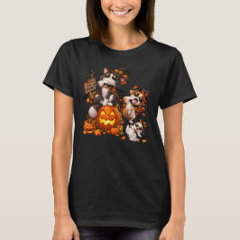 Halloween-Katze-Hund-Geist-lustige-spooky-Pose-Kun T-Shirt
