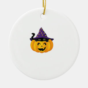 Halloween-Katze im Kürbis � Süße schwarze Kätzchen Keramik Ornament