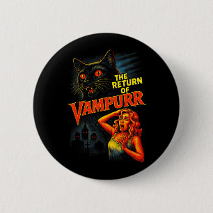 Halloween-Katze im Vintage-Stil der 90er Jahre Die Button