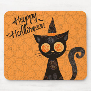 Halloween/Katze/Kürbis/Herbst Mousepad
