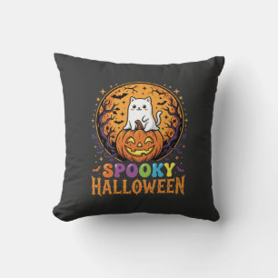 Halloween-Katze Kürbis Mond Vintage-Design Kissen