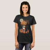 Halloween-Katze-Kürbis T-Shirt (Vorne ganz)