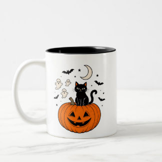 Halloween-Katze Kürbis Tasse | Süße schwarze Katze