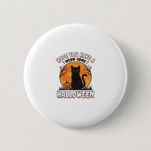 Halloween-Katze Meow-Some Vintage-Engravingsdesign Button (Vorderseite)