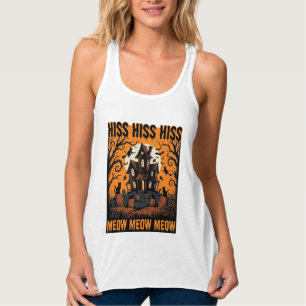 Halloween-Katze Miauen Gruseliges Vintage-Hexenhau Tank Top