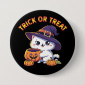 Halloween-Katze mit Jack O' Lantern Pumpkin Button (Vorderseite)