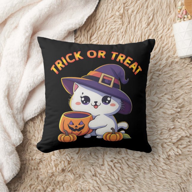 Halloween-Katze mit Jack O' Lantern Pumpkin Kissen (Decke)