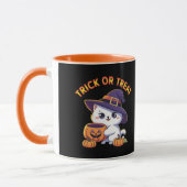 Halloween-Katze mit Jack O' Lantern Pumpkin Tasse (Links)