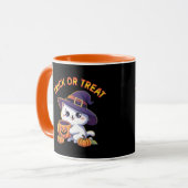Halloween-Katze mit Jack O' Lantern Pumpkin Tasse (Vorderseite Links)