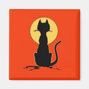 Halloween-Katze mit Mond ~ Magnet