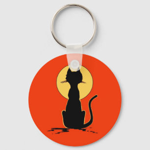 Halloween-Katze mit Mond ~ Schlüsselanhänger