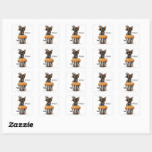 Halloween-Katze mit Muffin Quadratischer Aufkleber (Blatt)