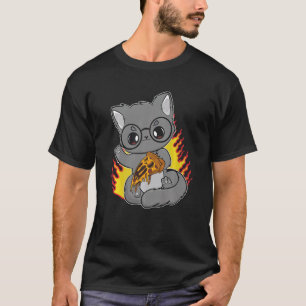 Halloween-Katze mit Pizza-Monster für süße Horror- T-Shirt