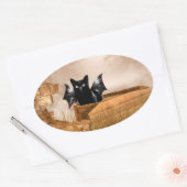 Halloween-Katze Ovaler Aufkleber (Umschlag)