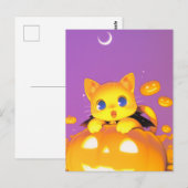 Halloween-Katze Postkarte (Vorne/Hinten)