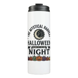 Halloween-Katze Schwarze Katzen Kürbisse Vintage L Thermosbecher