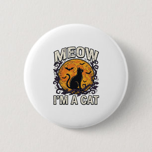 Halloween-Katze-Shirt Meow Ich Bin Eine Katze Vint Button