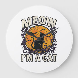 Halloween-Katze-Shirt Meow Ich Bin Eine Katze Vint Große Wanduhr