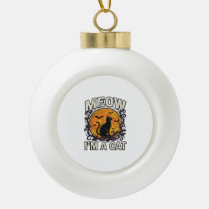 Halloween-Katze-Shirt Meow Ich Bin Eine Katze Vint Keramik Kugel-Ornament