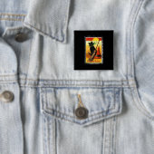 Halloween-Katze sitzt Hexenhut Button (Beispiel)