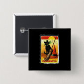 Halloween-Katze sitzt Hexenhut Button (Vorne & Hinten)