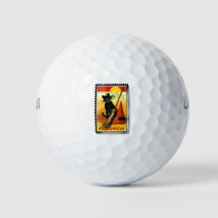 Halloween-Katze sitzt Hexenhut Golfball