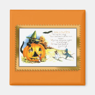 Halloween-Katze sitzt in Jack O Lantern Magnet