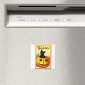 Halloween-Katze sitzt in Jack O Lantern Magnet (In Situ (Geschirrspüler))