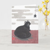 Halloween, Katze, Spider Karte (Gelbe Blume)