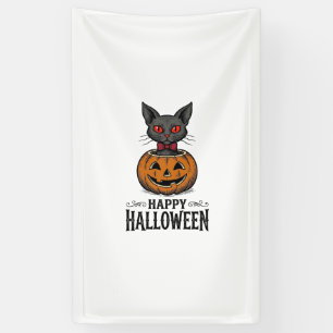 Halloween-Katze Süßer Kürbis Vintage Gruselig_1 Banner