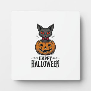 Halloween-Katze Süßer Kürbis Vintage Gruselig_1 Fotoplatte