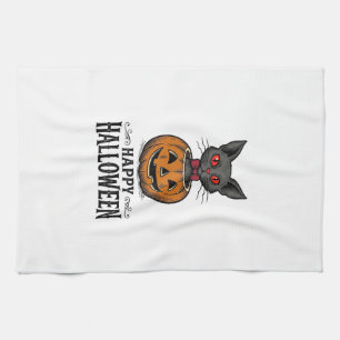 Halloween-Katze Süßer Kürbis Vintage Gruselig_1 Geschirrtuch