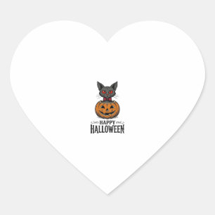 Halloween-Katze Süßer Kürbis Vintage Gruselig_1 Herz-Aufkleber