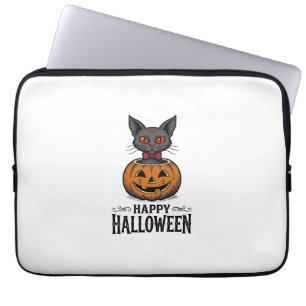 Halloween-Katze Süßer Kürbis Vintage Gruselig_1 Laptopschutzhülle