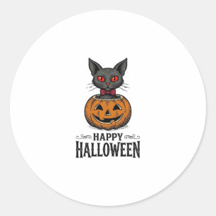 Halloween-Katze Süßer Kürbis Vintage Gruselig_1 Runder Aufkleber